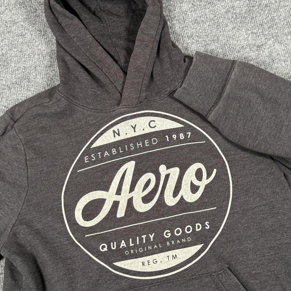 Retro Aeropostale Hoodie Mens Medium Pullover NYC 1987 Quality Goods Sweatshirt